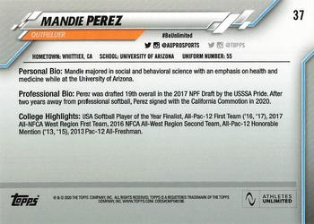 2020 Topps On-Demand Set 18 - Athletes Unlimited Softball #37 Mandie Perez Back